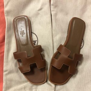 Hermes Oran sandal size 37 1/2 brown color
